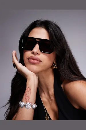 ASOS Square aviator sunglasses in with brown lens