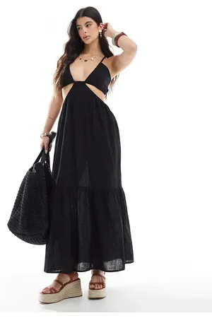 Esmée Esmee Exclusive halter cut out maxi beach dress in