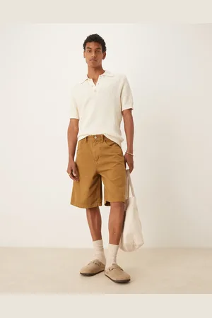 ASOS Long length carpenter jort in tan