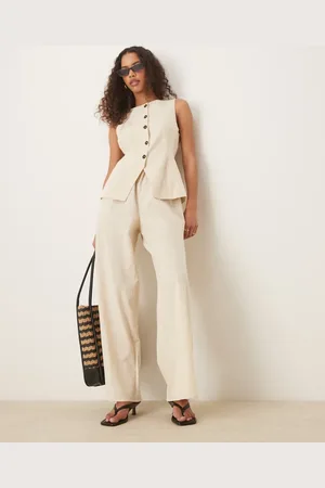 ASOS Button down waistcoat jumpsuit in oat