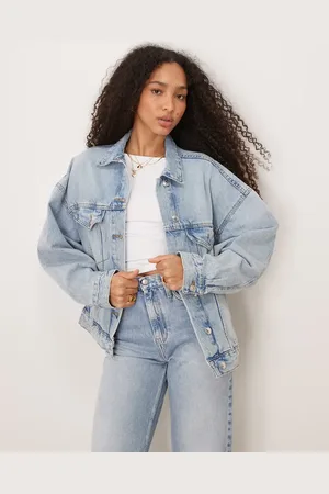 Gina Tricot Denim oversized boyfriend jacket in light wash