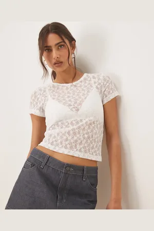ASOS Lace sheer short sleeve baby tee in