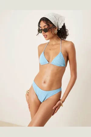 ASOS Tia textured paisley triangle bikini top in light