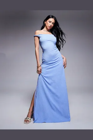 ASOS Twist shoulder with lace up back textured fabric maxi dress in