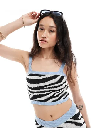 ASOS Knitted cropped cami top in zebra
