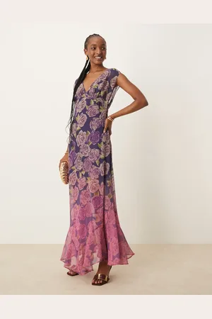 ASOS V-neck floral ombre print maxi dress