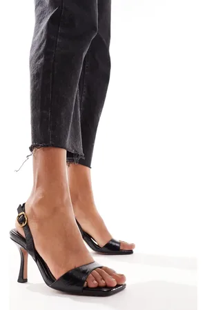 ASOS Honesty leather mid heeled sandals in