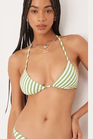& OTHER STORIES Halter triangle bikini top in stripes