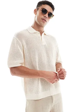 Pull&Bear Fine knit polo in ecru