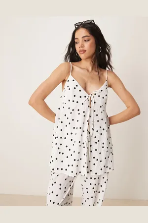 ASOS Longline tie front cami co-ord in textured spot in