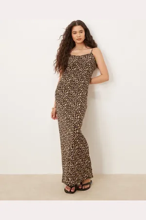 VILA Slinky jersey cami maxi dress in leopard print