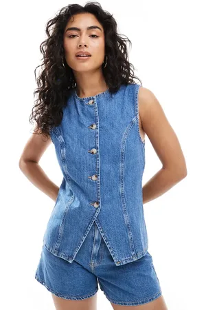 ASOS Denim cami waistcoat co-ord in mid