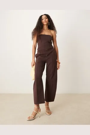 ASOS Co-ord interlock barrel leg jogger in chocolate