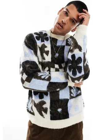 ASOS Relaxed fluffy knitted jumper with all over print in