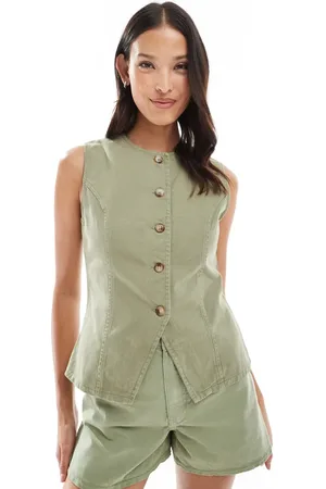 ASOS Denim cami waistcoat co-ord in sage