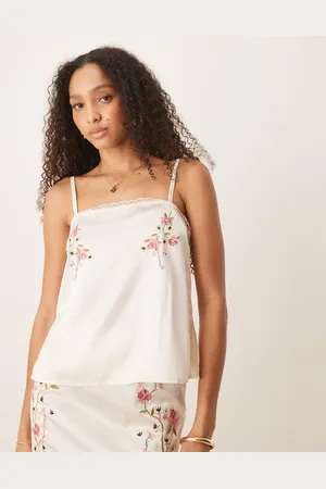 ASOS Flower embroidered satin cami co-ord