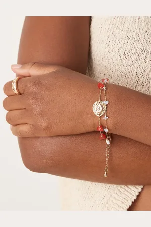 ASOS Bracelet with shell pendant and faux semi precious stones in tone