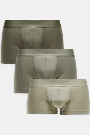 ASOS 3 pack hipster trunks in khaki