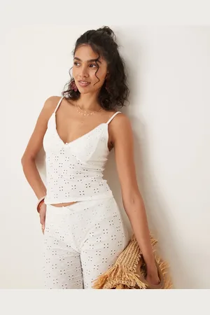 ASOS Broderie cami top co-ord in ivory