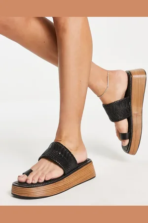 ASOS First Hand premium leather toe loop flat mules in