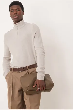 ASOS Lambswool quarter zip knitted jumper in light