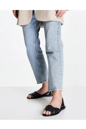 ASOS Francis leather woven flat sandals in