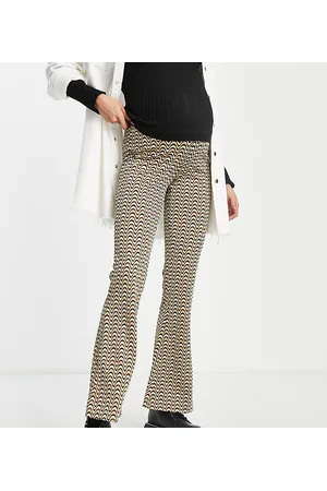 ASOS ASOS DESIGN Maternity under the bump jacquard flare trouser with bump band in wavy stripe