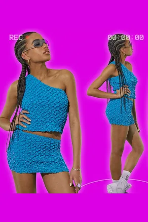 COLLUSION Textured micro skirt in bright co-ord