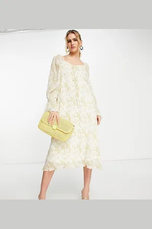 Y.A.S Y.A.S exclusive plisse midi dress with tiering in neutral animal print
