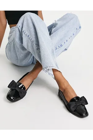 ASOS Mentor bow loafer flat shoes in patent