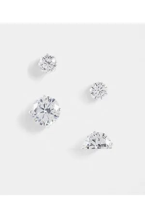 ASOS 2 pack stud earring set with crystal in tone