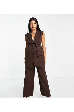 Mama Licious Damen Bauchbänder - Mamalicious Maternity over the bump band tailored suit trousers co-ord in