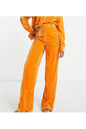 In The Style Exclusive velvet wide leg trouser co-ord in ochre