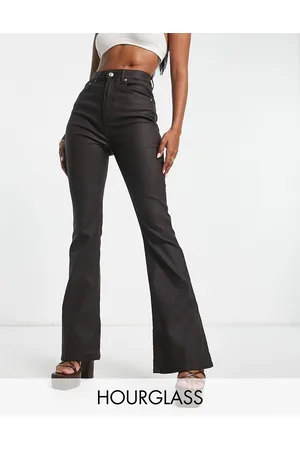 ASOS Hourglass power stretch flared jean in coated chocolate