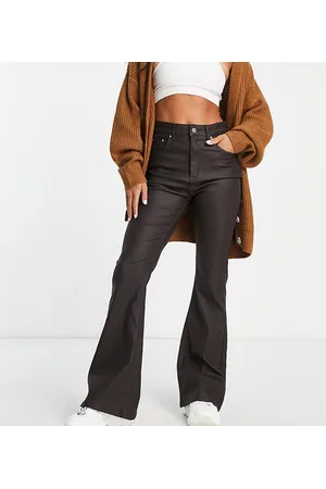 ASOS ASOS DESIGN Petite power stretch flared jeans in coated chocolate
