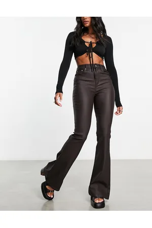 ASOS Power stretch flared jeans in coated chocolate