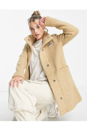 Columbia Panorama sherpa fleece long jacket in sand