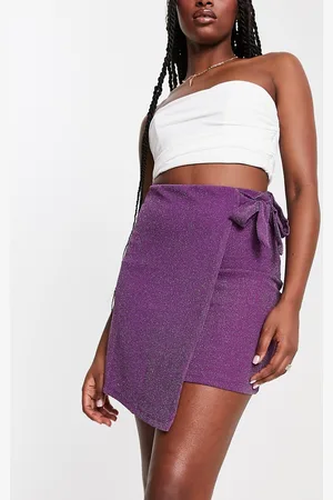 Pieces® Tie side mini skirt in glitter