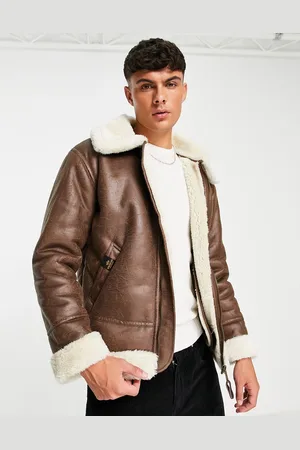 Alpha Industries B3 faux leather shearling flight jacket in