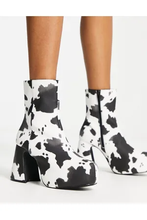 Heartbreak Platform heeled ankle boots in cow print