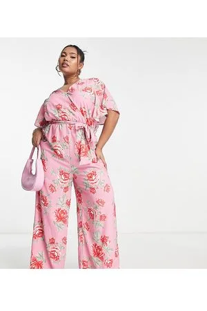 In The Style Jess Millichamp rose print wrap front jumpsuit in