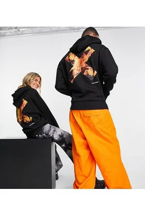 COLLUSION Unisex hoodie with flame logo print