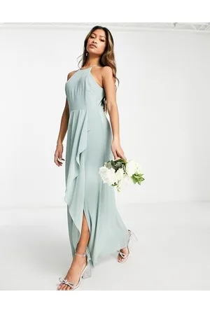 VILA Bridesmaid halterneck maxi dress with cut out back in