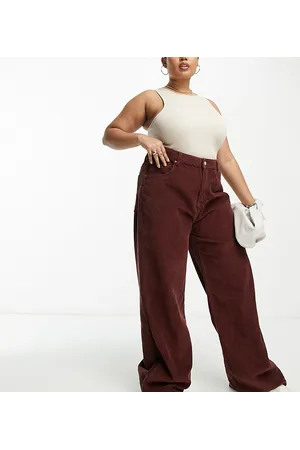 Don't Think Twice DTT Plus Silvia cord flared trousers in chocolate