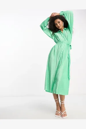 Y.A.S Y.A.S plisse shirt midi dress in