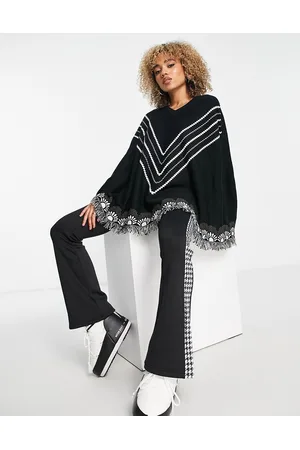 Threadbare Fitness Damen Ponchos & Capes - Threadbare Ski poncho with print trim in