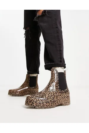 Glamorous Chunky ankle boot wellies in leopard