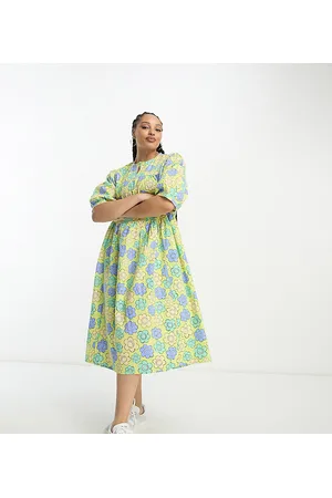 Native Youth Damen Freizeitkleider - Daisy bloom print cotton smock midi dress in multi
