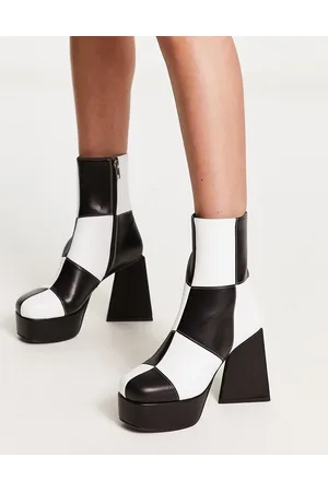 Lamoda Damen Stiefeletten - Wait A Minute platform ankle boots in patched monochrome