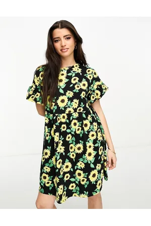 New Look Damen Freizeitkleider - Jersey smock mini dress in sunflower print